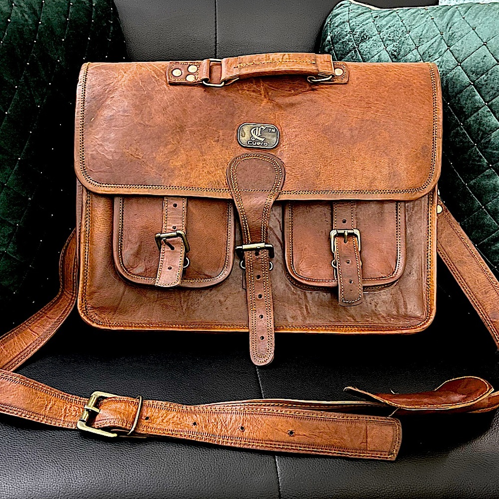 Brown Handmade Laptop Leather Bags, Pure Leather: Yes